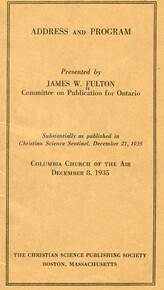 Address and program: Columbia "church of the air" December 8, 1935