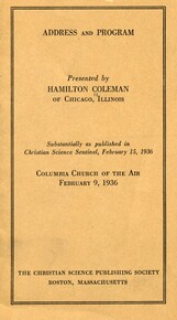 Address and program: Columbia "church of the air" February 9, 1936 