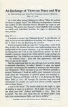 An exchange of views on peace and war