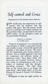 Self-control and grace